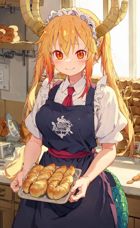 124567-3936990126-tohru baking bread, apron, dragon horns, happy _lora_tohru-maidragon_0.85_.png